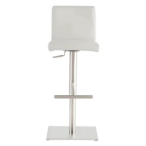 Euro Style Scott Adjustable Bar/Counter Stool In White With Brushed Stainless Steel Base 80974WHT CLOSEOUT
