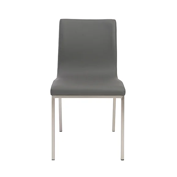 Euro Style Scott Side Chair in Gray with Brushed Stainless Steel Legs (Set of 2) 80960GRY CLOSEOUT
