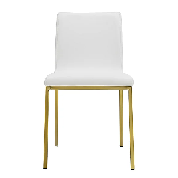Euro Style Scott Side Chair in White with Matte Brushed Gold Legs (Set of 2) 80960WHTMBG CLOSEOUT
