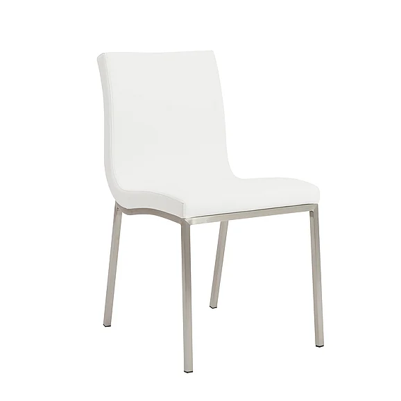 Euro Style Scott Side Chair in White with Brushed Stainless Steel Legs (Set of 2) 80960WHT CLOSEOUT