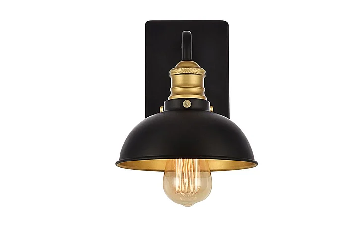 Elegant Anders Collection Wall Sconce D7.1 H8.3 LT:1 Black and Brass Finish LD8004W7BK