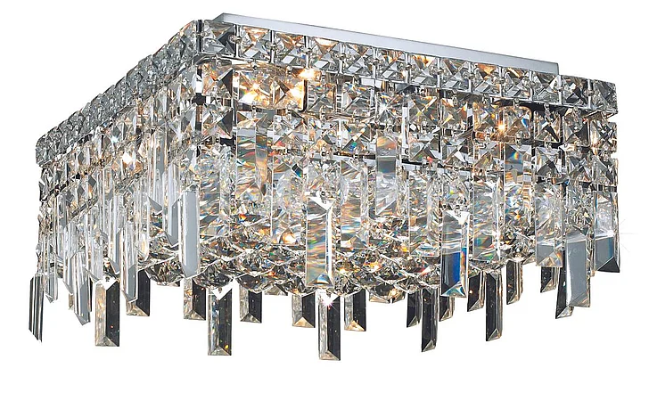 Elegant Maxime 4 Light Chrome Flush Mount Clear Royal Cut Crystal V2033F12C/RC