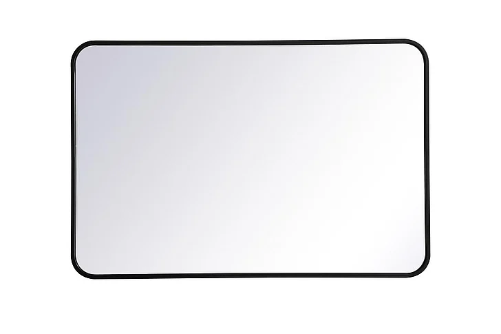 Elegant Soft Corner Metal Rectangular Mirror 24X36 In. in Black MR802436BK