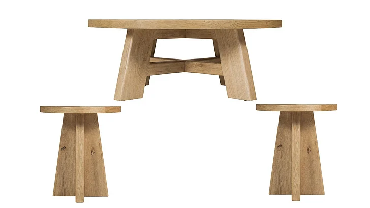 Hooker Furniture Driftwood 3pc Round Occasional Table Set in Light Wood