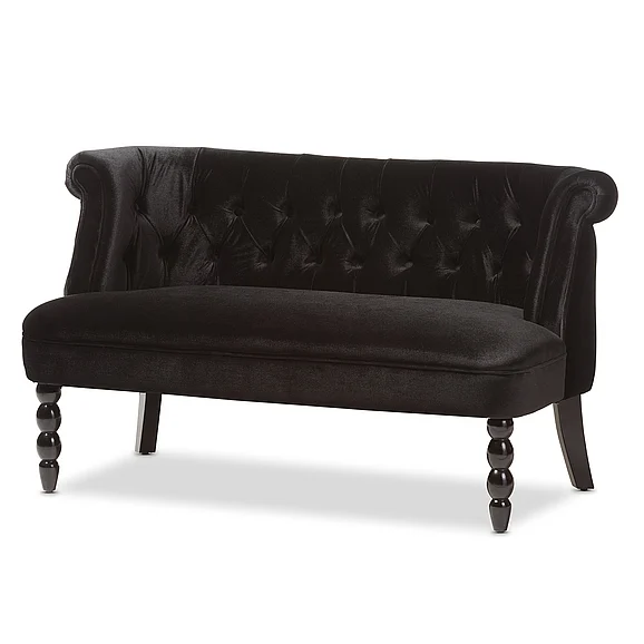 Baxton Studio Flax Black Upholstered 2-seater Loveseat 8100