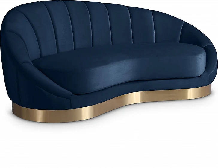 Meridian Shelly Velvet Chaise in Navy Velvet 623Navy-Chaise