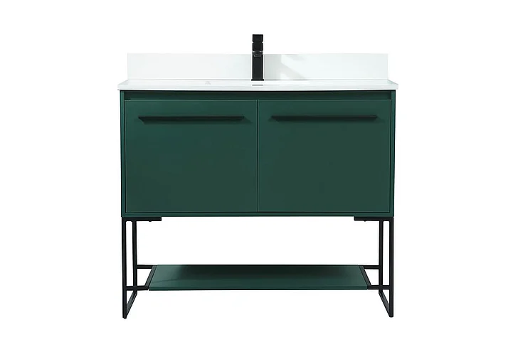 Elegant 40 In. Single Bathroom Vanity in Green with Backsplash VF42540MGN-BS CLOSEOUT