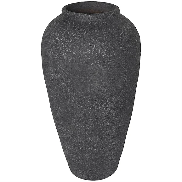 UMA Black Ceramic Whitewashed Textured Decorative Vase, 10 x 10 x 20 | 81246