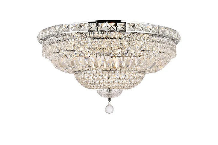 Elegant Tranquil 12 Light Chrome Flush Mount Clear Royal Cut Crystal V2528F24C/RC