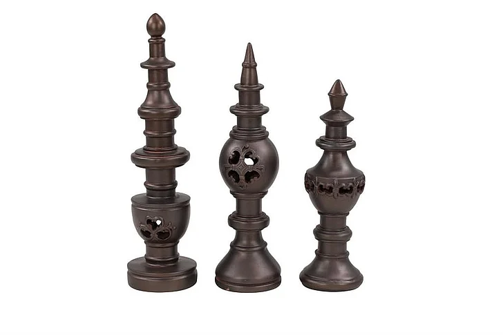 UMA Tall Bronze Decorative Finials Shelf & Table Decor, Set of 3, 5 x 5 x 16 | 81479 CLOSEOUT