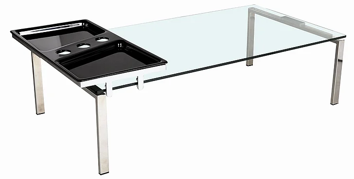 Chintaly 8151 Rectangle Glass Top Cocktail Table in Clear/Chrome 8151-CT