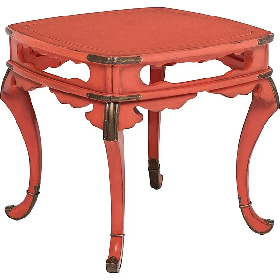 Maitland-Smith Elsie Occasional Table in Aged Persimmon Lacquer 8154-32 CLOSEOUT
