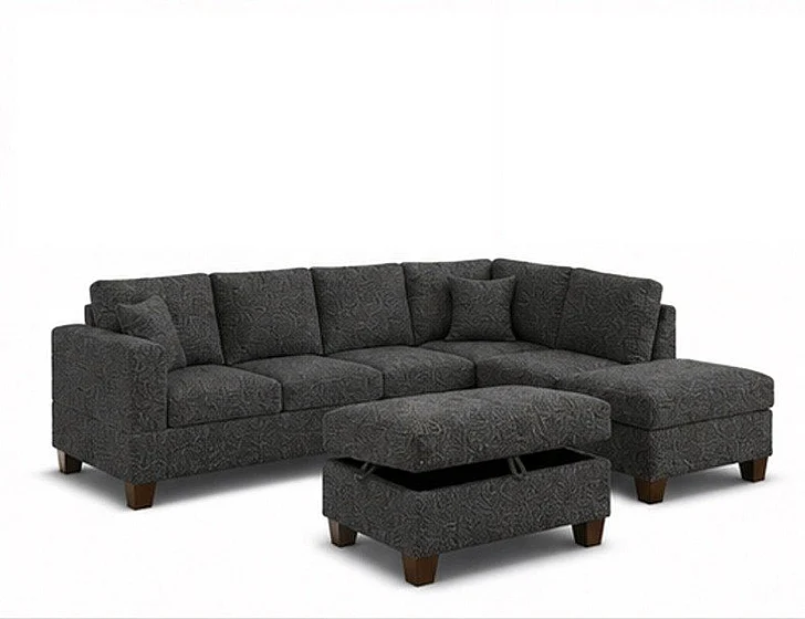 Bella Esprit Essa Sectional Living Room Set in Charcoal 8164544-ABOT