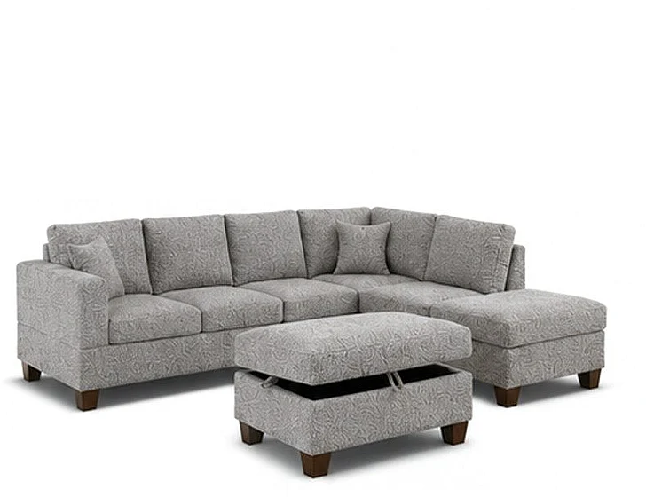 Bella Esprit Essa Sectional Living Room Set in Grey 8164515-ABOT
