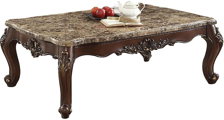 Acme Furniture Devayne Coffee Table in Marble/Dark Walnut 81685