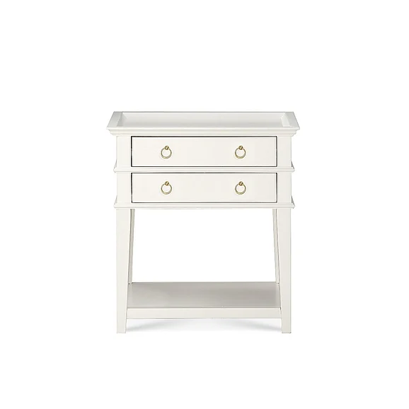 Comfort Pointe Clara White 2-Drawer Tray Top Nightstand 817-10-50