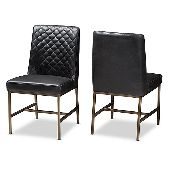 Baxton Studio Margaux Upholstered Dining Chair (Set of 2) in Black Y1317-Black-DC
