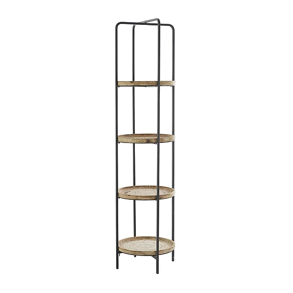 UMA Brown Wood 4 Shelves Storage Shelving Unit, 17 x 17 x 64 | 81775