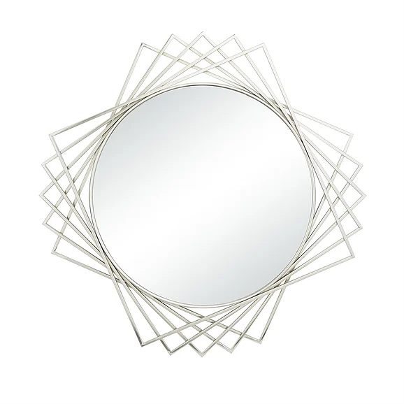 UMA Silver Metal Geometric Wall Mirror, 42" x 2" x 42" | 81780 CLOSEOUT