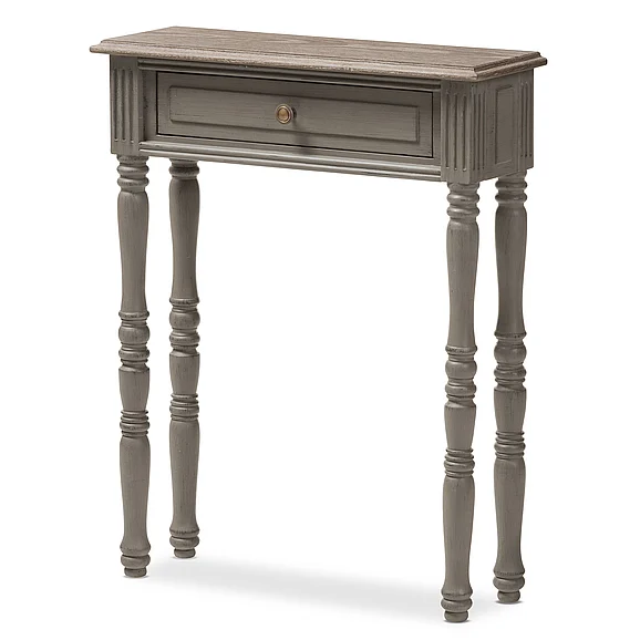 Baxton Studio Noemie Country Farmhouse Brown 1-Drawer Console Table 8183