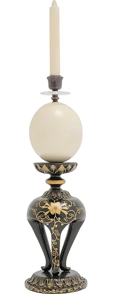 Maitland-Smith Shikki Candlestick in Aged Black Lacquer 8196-16