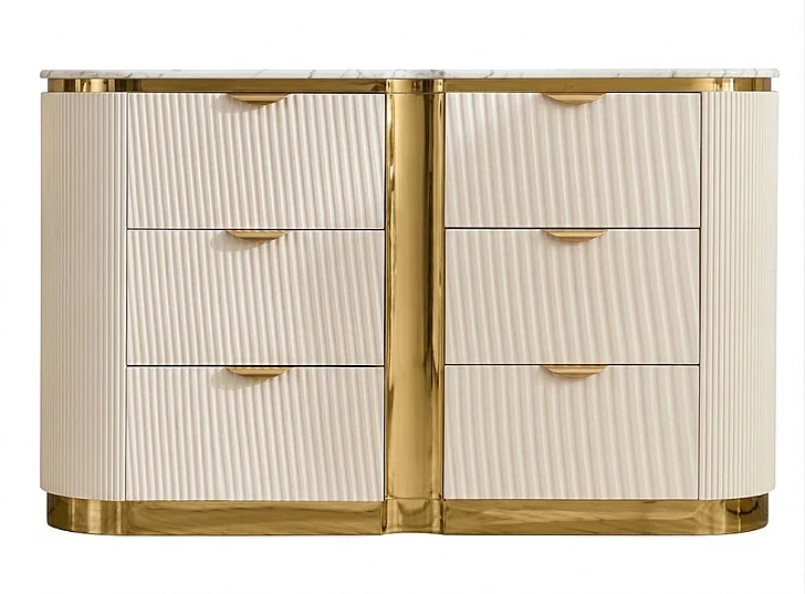 McFerran Home Furnishing B1001 Dresser in White/Gold B1001-D