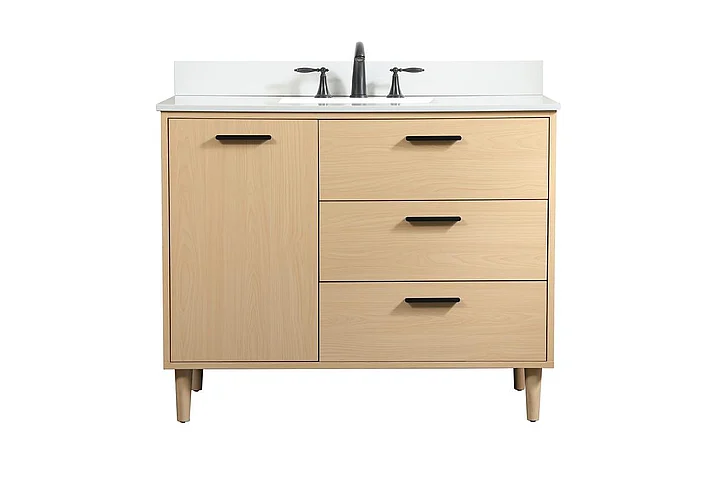 Elegant 42 In. Bathroom Vanity in Maple with Backsplash VF47042MMP-BS