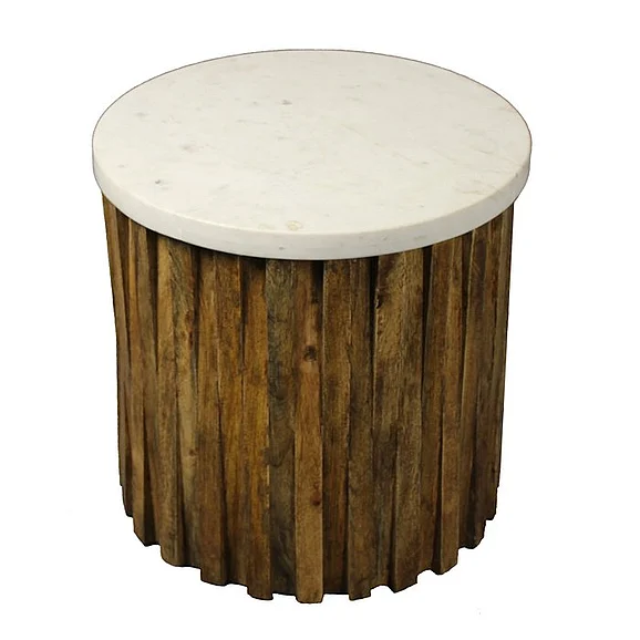 Moti Furniture Allure Marble Top Accent Table in Brown/Marble