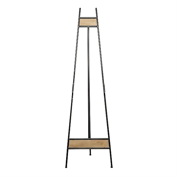 UMA Black Metal Tall Adjustable 3 Tier Display Easel with Chain Support and Wood Accents, 19 x 23 x 66 | 82047
