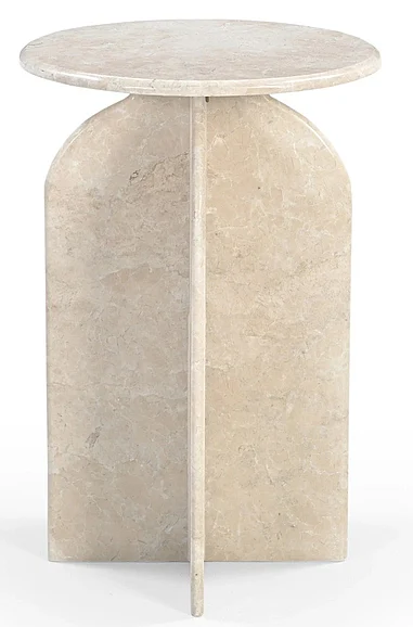 Moti Furniture Arden Side Table in Light Italian Marble 82104001