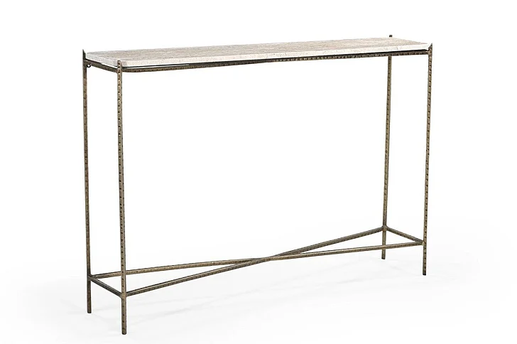 Moti Furniture Asher 48" Console Table w/ Travertine Top 82105001