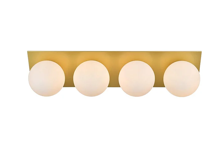 Elegant Jillian 4 Light Brass and Frosted White Bath Sconce LD7304W29BRA CLOSEOUT