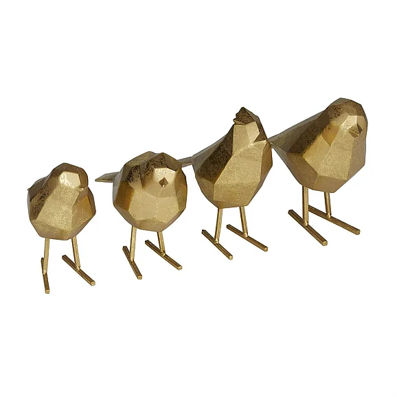 UMA CosmoLiving by Cosmopolitan Gold Polystone Bird Decorative Sculpture, Set of 4 6, 5, 6, 6H | 82226