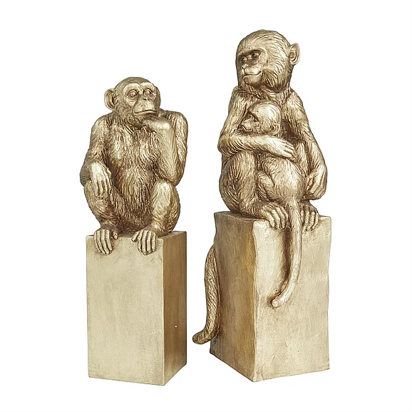 UMA Gold Resin Monkey Decorative Sculpture, Set of 2 18, 15H | 82232 CLOSEOUT