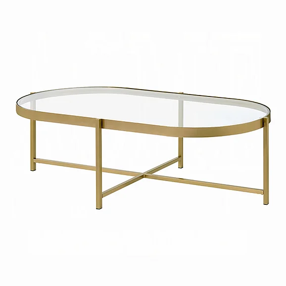 ACME Charrot Coffee Table in Clear Glass and Gold 82305