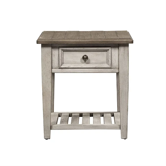Liberty Heartland Drawer End Table in Antique White 824-OT1020