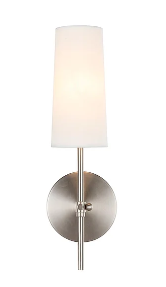 Elegant Mel 1 Light Burnished Nickel and White Shade Wall Sconce LD6004W5BN