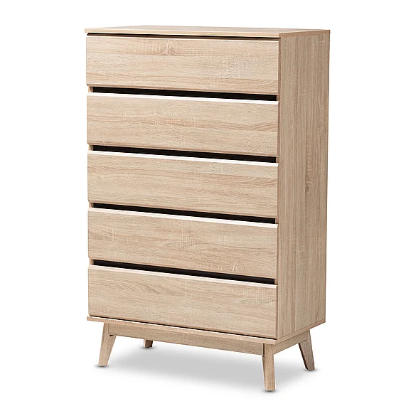 Baxton Studio Miren Light and Dark Grey 5-Drawer Chest 8255