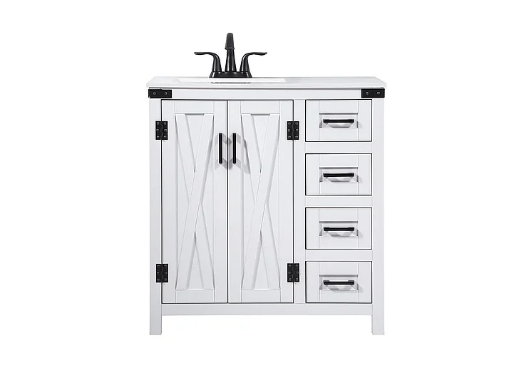 Elegant 32 In. Single Bathroom Vanity in White VF90232WH