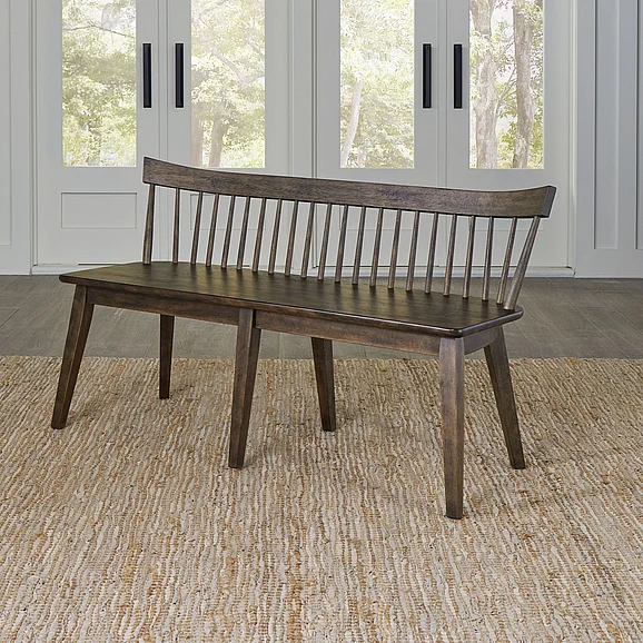 Liberty Furniture Midland Falls Spindle Back Bench in Rustic Brown 826-C4000B