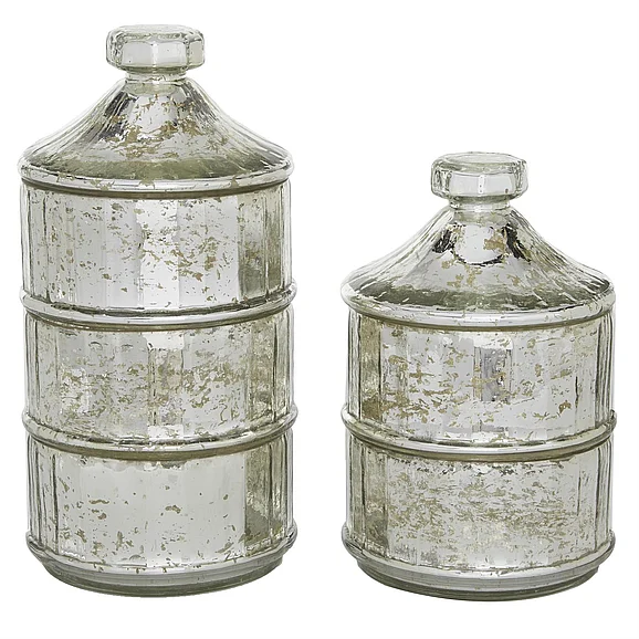 UMA Gray Glass Stackable Living Room Decorative Jars, Set of 2 12, 9H | 82781