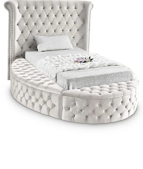 Meridian Luxus Velvet Twin Bed in Cream Velvet LuxusCream-T