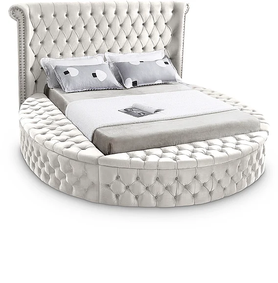 Meridian Luxus Velvet Full Bed in Cream Velvet LuxusCream-F