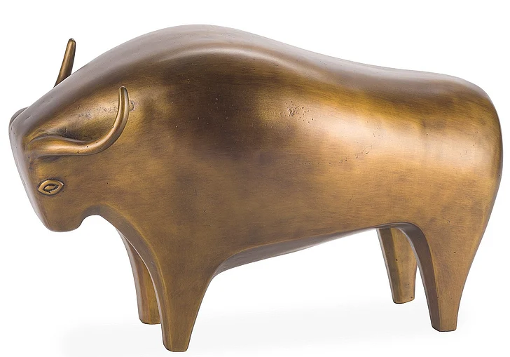 Maitland-Smith Susie Decorative Bull Accessory in Old Brass 8288-10