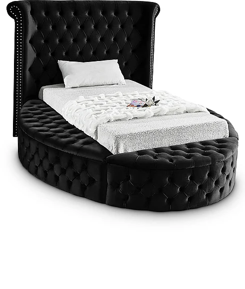 Meridian Luxus Velvet Twin Bed in Black Velvet LuxusBlack-T