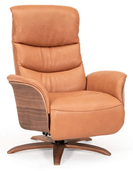 Hjort Knudsen 8296 Swivel Recliner in Anilux Cognac 8296/MF3M/486/WSR3