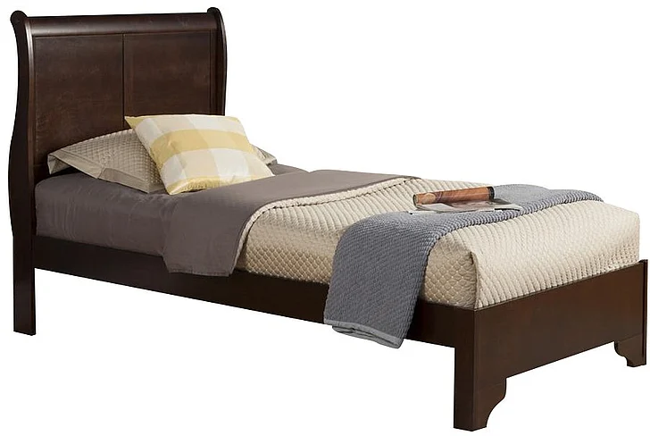 Alpine Furniture West Haven Queen Low Footboard Sleigh Bed in Cappuccino