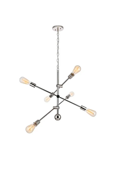 Elegant Axel 6 Lights Polished Nickel Pendant LD8007D29PN