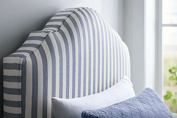 Vaughan-Bassett Twin Upholstered Headboard in Blue Stripe 831-331S (Headboard Only)