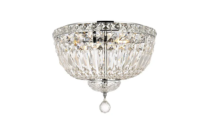 Elegant Tranquil 4 Light Chrome Flush Mount Clear Royal Cut Crystal V2528F14C/RC